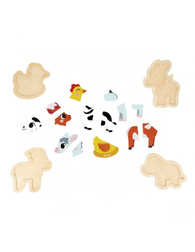 Puzzles évolutifs en bois Ferme - Janod Puzzles évolutifs en bois Ferme - Janod