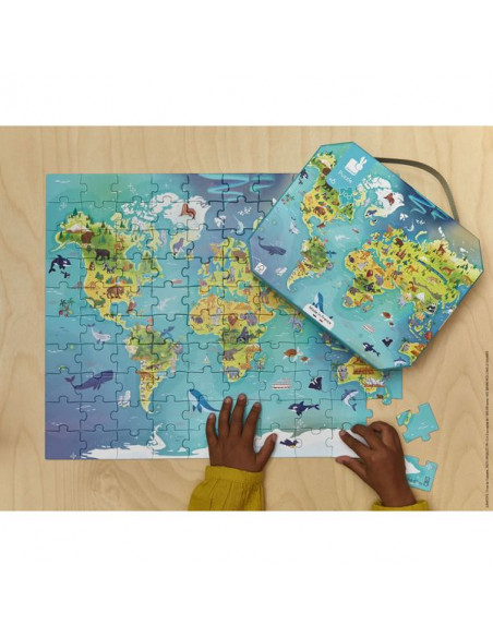 Puzzle Monde 100 pièces - Janod - Puzzle éducatif