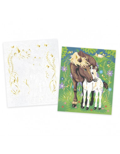 Peinture au numéro aquarelle Chevaux... Peinture au numéro aquarelle Chevaux...