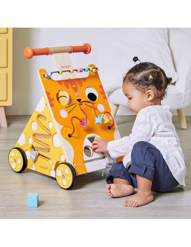 Chariot De Marche Bebe,Renards Chariot Multi-Activités,Trotteur  bois,Trotteur Bebe Fille Garcon Jouet Enfant,Pousser Trotteur pour 1 Ans et  Plus