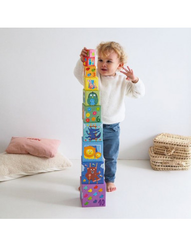 Cubes à empiler arc en ciel - Djeco Cubes à empiler arc en ciel - Djeco