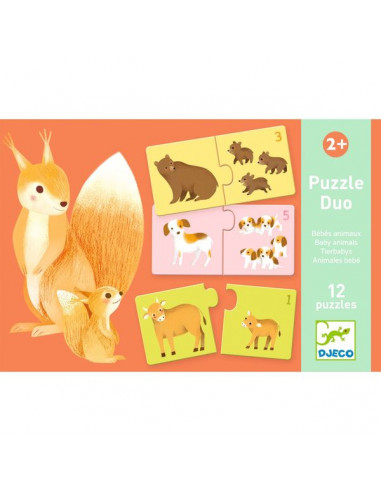 Puzzle duo Bébés animaux - Djeco