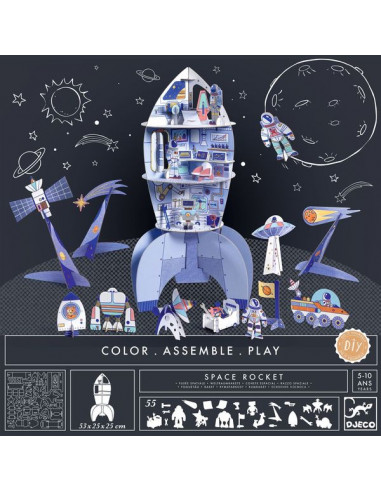 Colorie assemble et joue DIY Fusée -... Colorie assemble et joue DIY Fusée -...