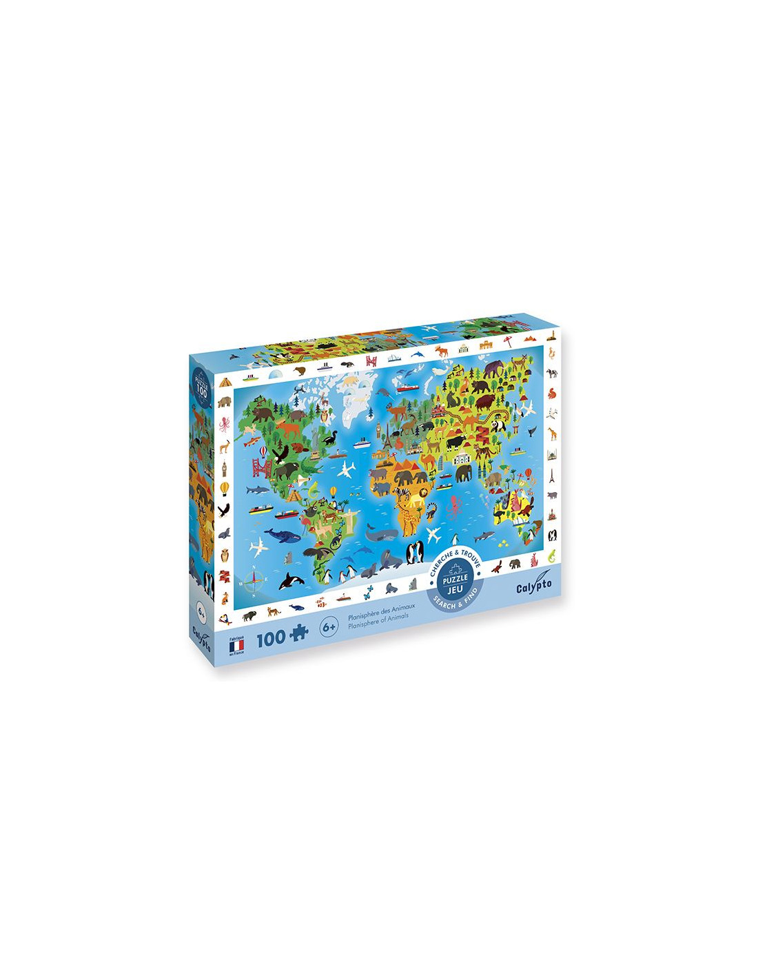 Puzzle jeu carte du monde pour trouver les animaux