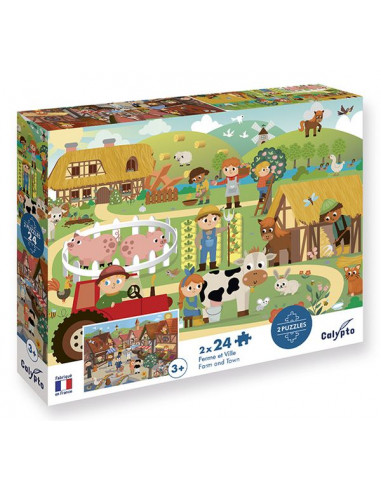 Puzzle d'observation la ferme en carton Juratoys - 24 pièces