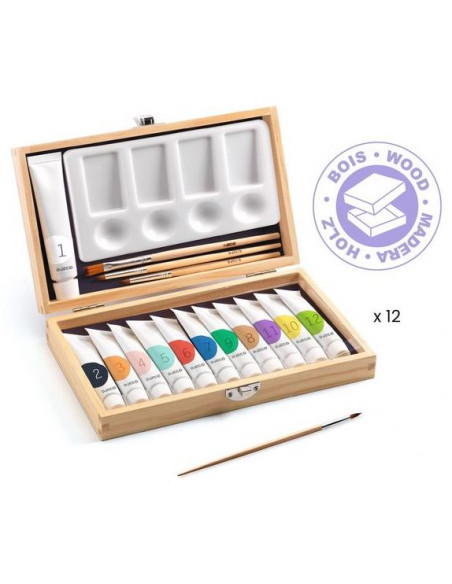 12 pastilles de Peinture gouache Djeco Enfant 4 ans