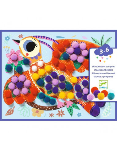 Silhouettes et pompons Panachés - Djeco Silhouettes et pompons Panachés - Djeco
