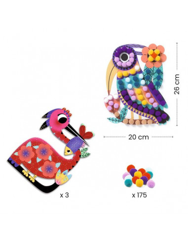 Silhouettes et pompons Panachés - Djeco Silhouettes et pompons Panachés - Djeco