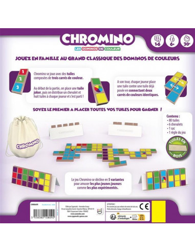 Domino vert caméléon bleu pièce Chromino Deluxe les dominos couleur