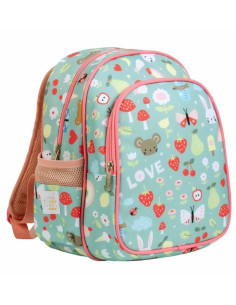 Sac à dos enfant pour la Crèche et la Maternelle Personnalisable – Velours  Vert Fleurs – Héros de ses Histoires