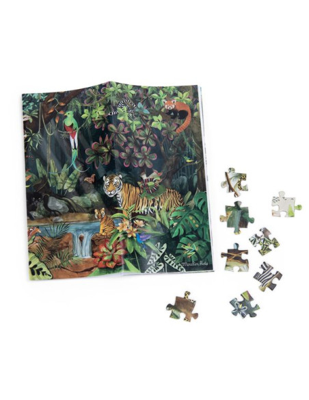 Puzzle Classique 100 pièces Dessin Cerf Fleurs Animal De La Foret