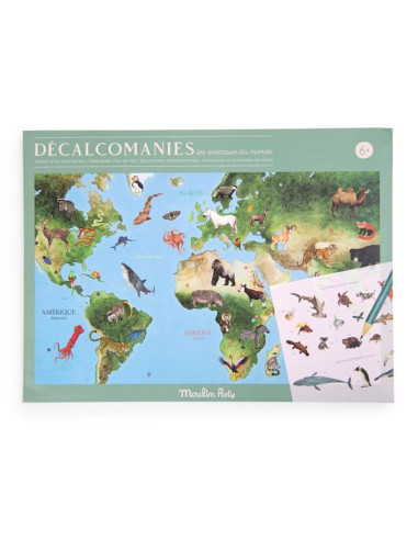 Mappemonde avec décalcomanies Tout autour du monde - Moulin Roty