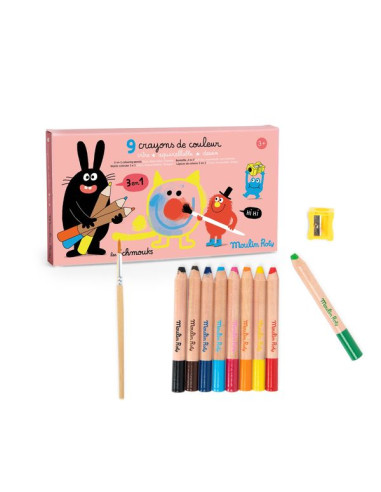 9 crayons de couleurs 3 en 1 Les...