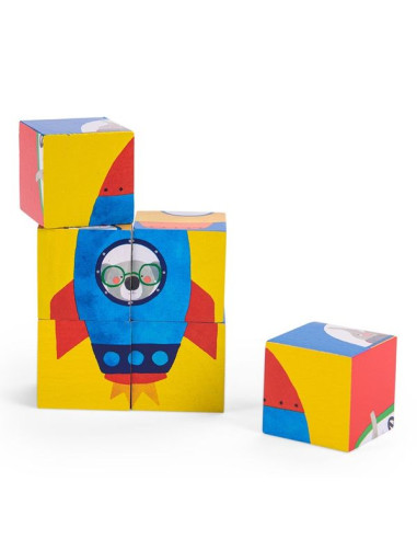 Puzzle 6 cubes Les Popipop - Moulin Roty Puzzle 6 cubes Les Popipop - Moulin Roty