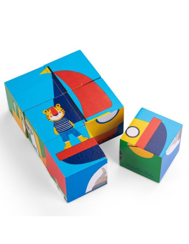 Puzzle 6 cubes Les Popipop - Moulin Roty Puzzle 6 cubes Les Popipop - Moulin Roty