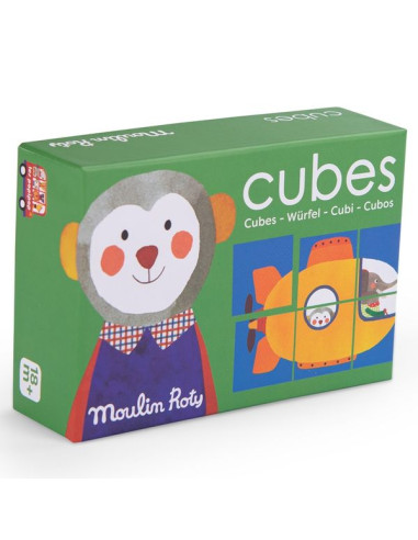 Puzzle 6 cubes Les Popipop - Moulin Roty Puzzle 6 cubes Les Popipop - Moulin Roty