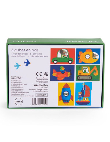 Puzzle 6 cubes Les Popipop - Moulin Roty Puzzle 6 cubes Les Popipop - Moulin Roty