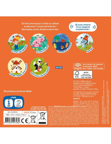 Livre Mes comptines de la ferme - Auzou Livre Mes comptines de la ferme - Auzou