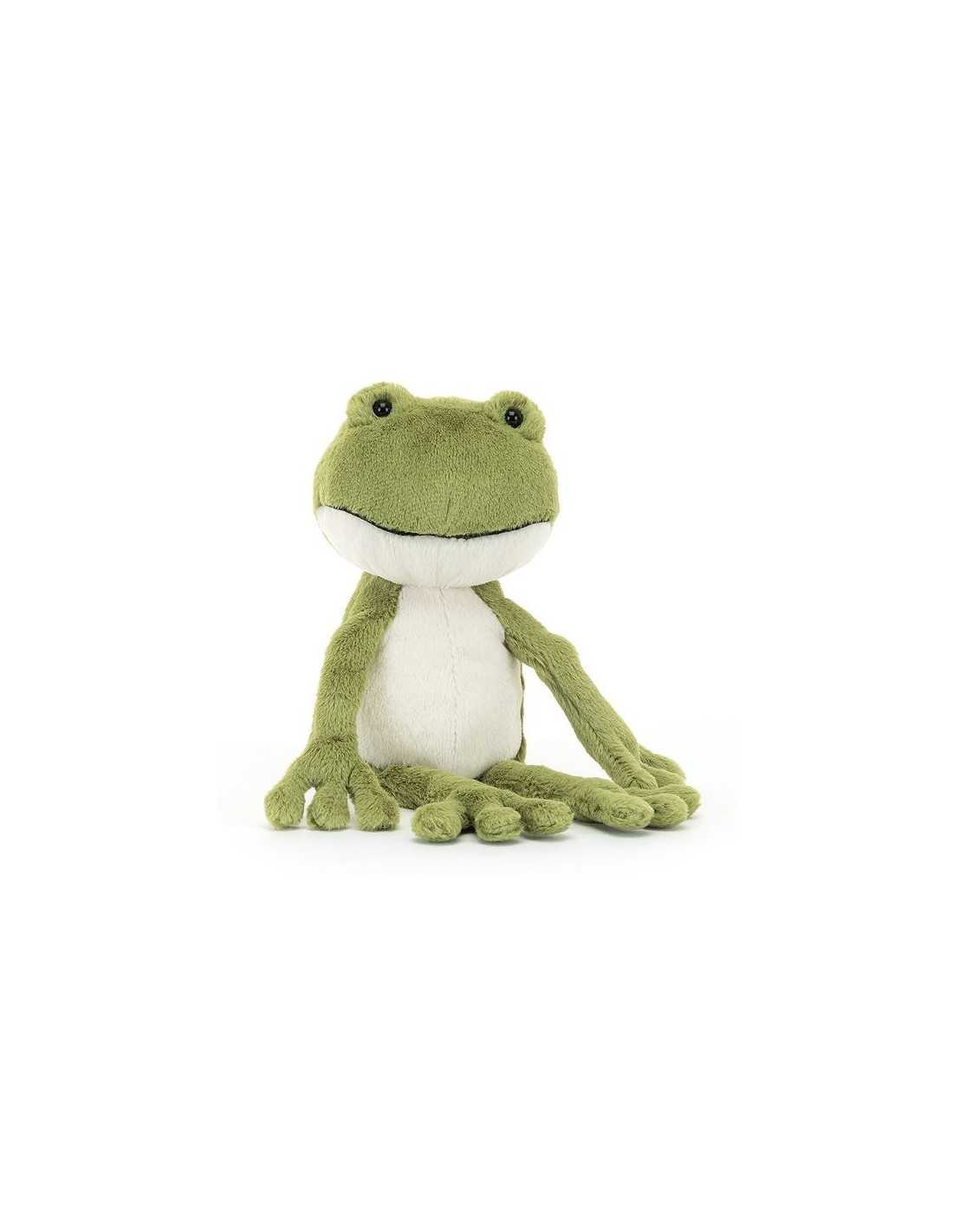 Peluche grenouille idéale pour les nouveaux-nés, à offrir dès la naissance.