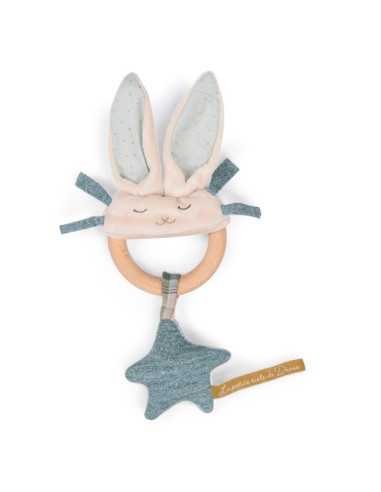 Hochet anneau bois lapin bleu La... Hochet anneau bois lapin bleu La...