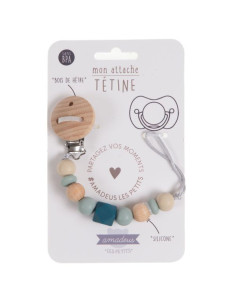 Attache tétine sauge bleu -...