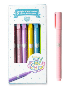 6 stylos argent contour -... 2