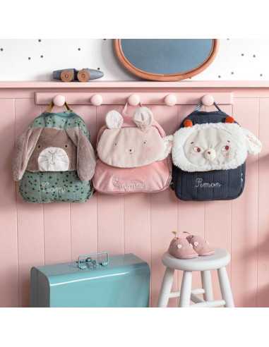 Sac à dos lapin sauge Trois Petits... Sac à dos lapin sauge Trois Petits...