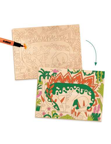 Coloriage sur bois Dino world - Djeco Coloriage sur bois Dino world - Djeco