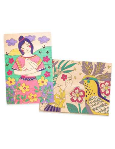 Coloriage sur bois Sweet girls - Djeco Coloriage sur bois Sweet girls - Djeco