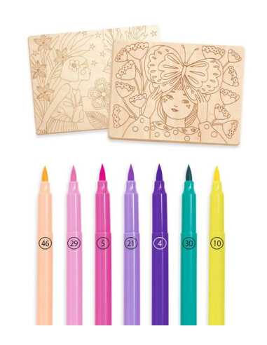 Coloriage sur bois Sweet girls - Djeco Coloriage sur bois Sweet girls - Djeco