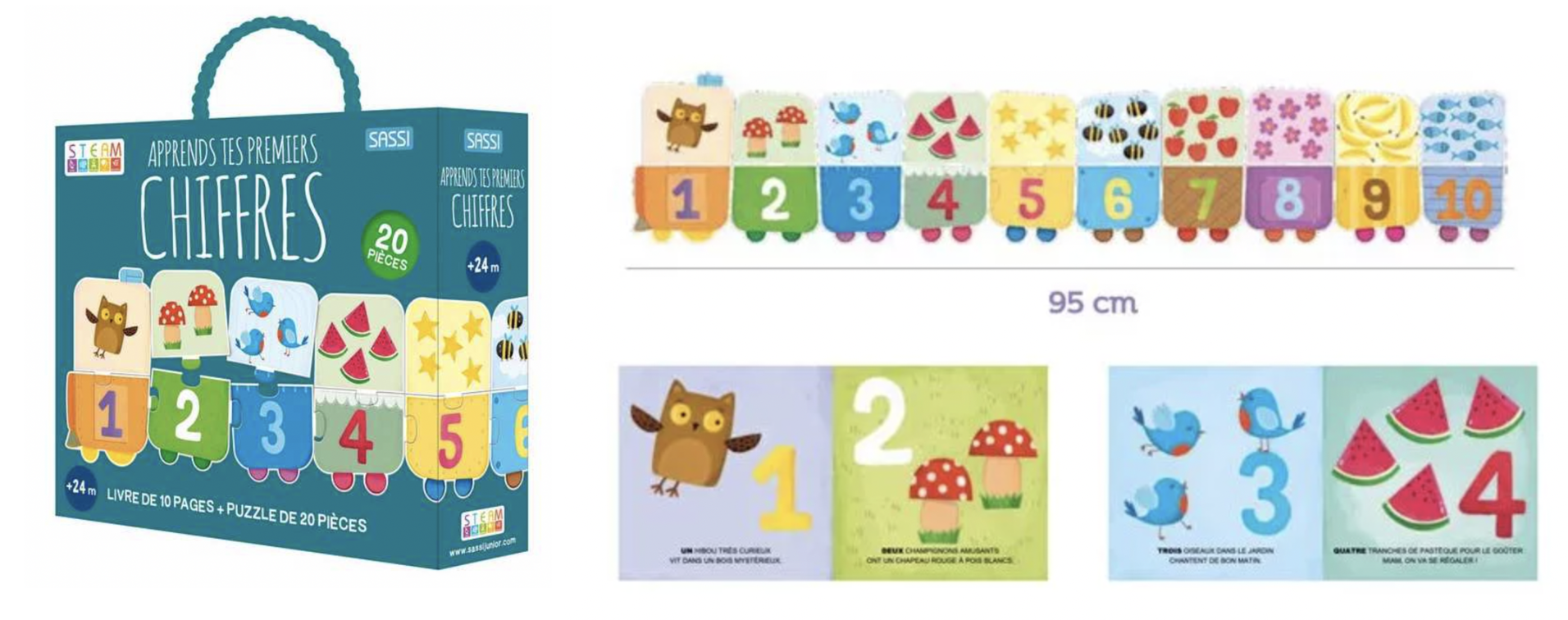 Livre et puzzle Apprends tes premiers chiffres - Sassi