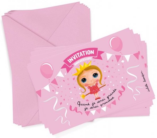 Carte d'invitation pour l'anniversaire d'une petite fille