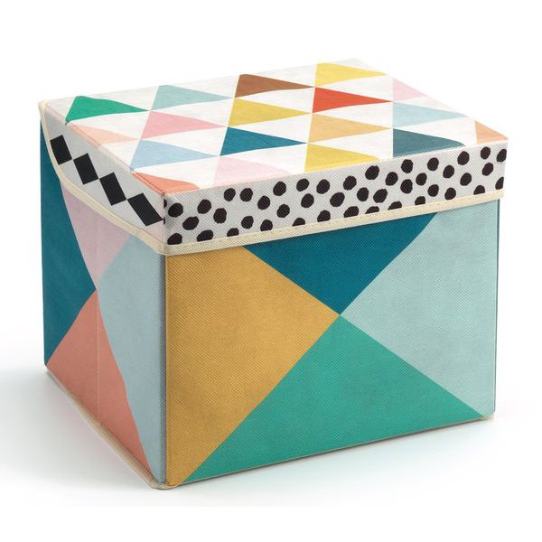 Coffret à jouets scandinave motifs géométriques