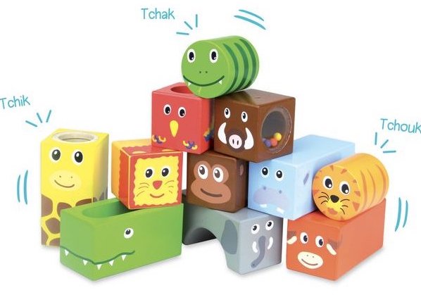 Cubes sensoriels en bois pour bébé