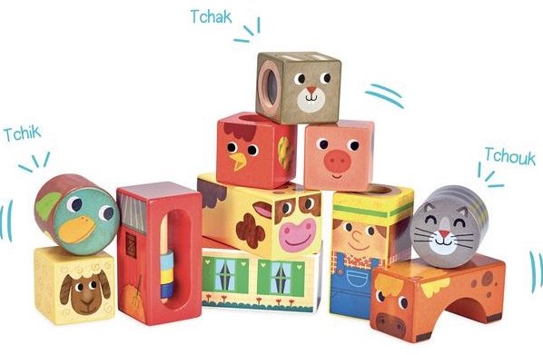 Cubes sonores en bois pour les bébés