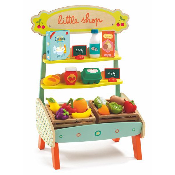 Marchande bois pour enfant aliments dinette