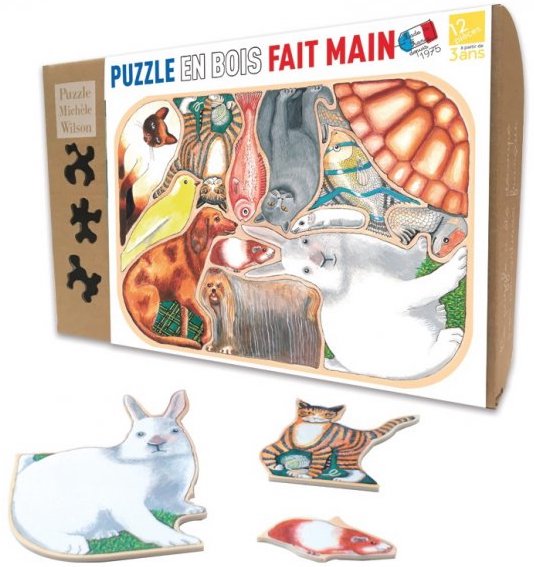 Puzzle en bois artisanal Animaux en folie 4 ans - Michèle Wilson