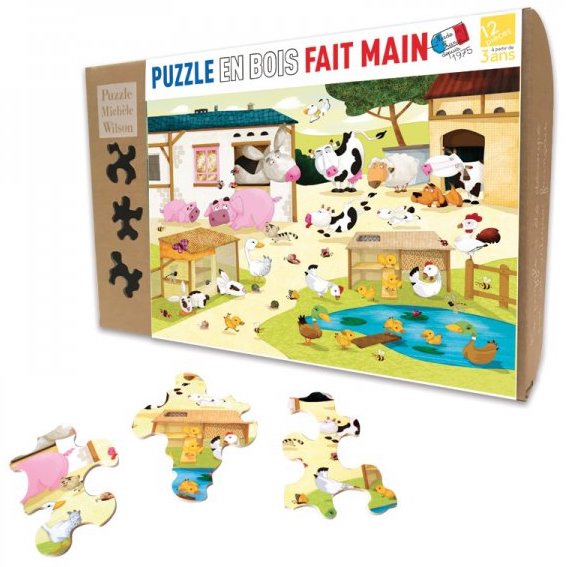 Puzzle en bois original sur le thème de la ferme