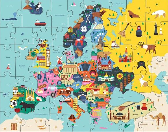 Puzzle avec les pays d'europe pour les enfants dès 5 ans