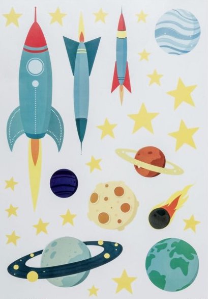 Stickers muraux sur le thème des fusées et espace